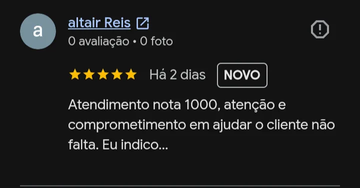 Avaliação 5 estrelas de altair Reis no Google